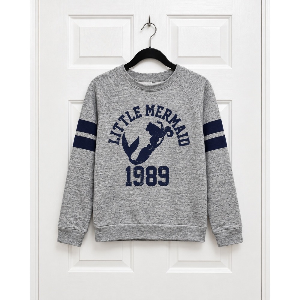 Disney Little Mermaid 1989 Graphic Sweatshirt Gray Heather Raglan Sleeve Medium
